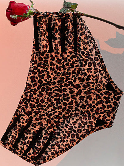 Sexy Hollow Out Mesh Print Panties
