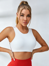 ZASUWA Female Solid Color Hollow Out Mesh Splicing Twist Sports Bras