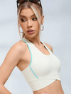 Contrast Color Halter With Chest Pads Sports Bras