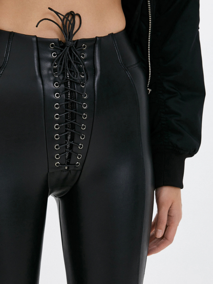 ❤Sexy Faux Leather Push Up Design Lace-up Leggings