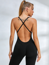 ZASUWA Female Cross Back Backless Adjustable Strap Elastic Tight Jumpsuit