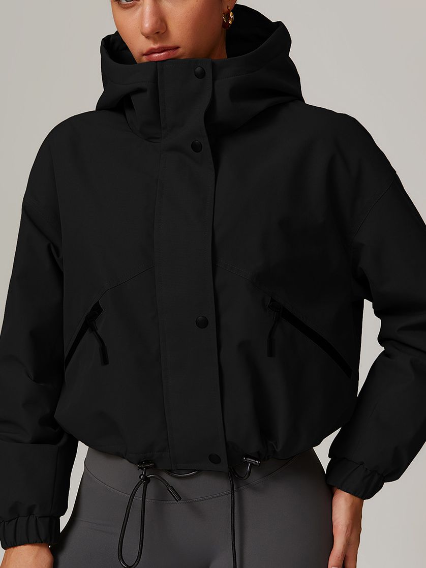 ZASUWA Female Drawstring Pocket Zipper Keep Warm Jackets Coats