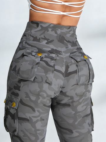 ZASUWA Female Camouflage Pocket Elastic Tight Leggings