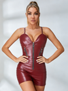 ZASUWA Female Glossy Faux Leather Zipper Romper