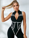 🖤ZASUWA Female Sexy Contrast Color Stripes Corset Jumpsuit