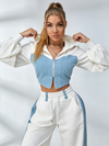 ZASUWA Female Sexy Contrast Color Pocket Casual Tracksuit