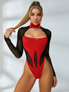 ZASUWA Female Sexy Sheer Mesh Elastic Tight Bodysuit