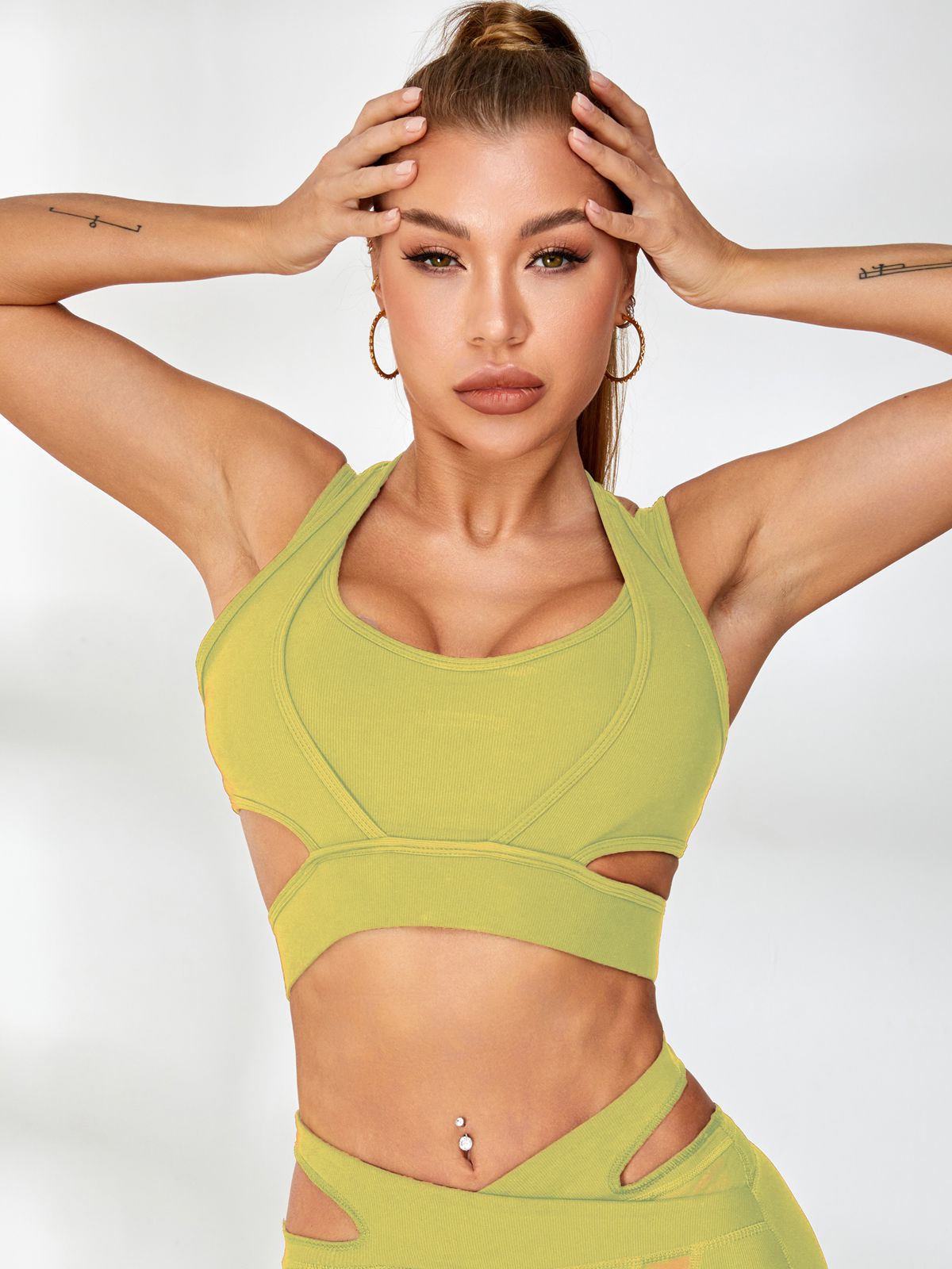 Ribbed Cutout Mesh Spandex Gym Booty Shorts