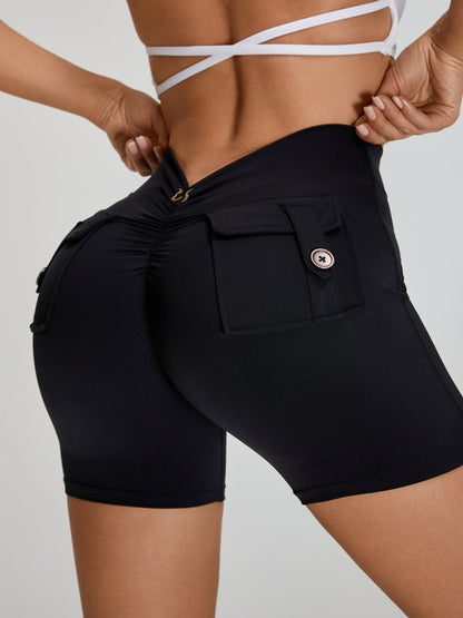 Deep V Back Pocket Scrunch Bum Booty Shorts