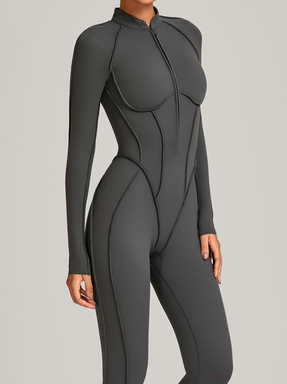 Sexy Zipper Stitch Performance Jumpsuit