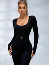 ZASUWA Female Ribbed U Collar Jumpsuit