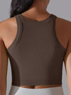 ZASUWA Female Solid Color Ribbed Elastic Tight Round Neck Tank
