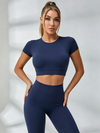 Sexy Round Collar Cropped Short Sleeves