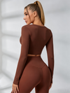 Twist Deep V Elastic Tight Quick Dry Long Sleeves