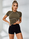 Sexy Contrast Color Stripes High-rise Short Sleeves