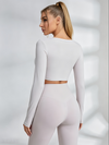 Twist Deep V Elastic Tight Quick Dry Long Sleeves