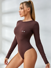 Sexy Solid Color With Metal Long Sleeve Slim Bodysuit