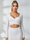 Twist Deep V Elastic Tight Quick Dry Long Sleeves