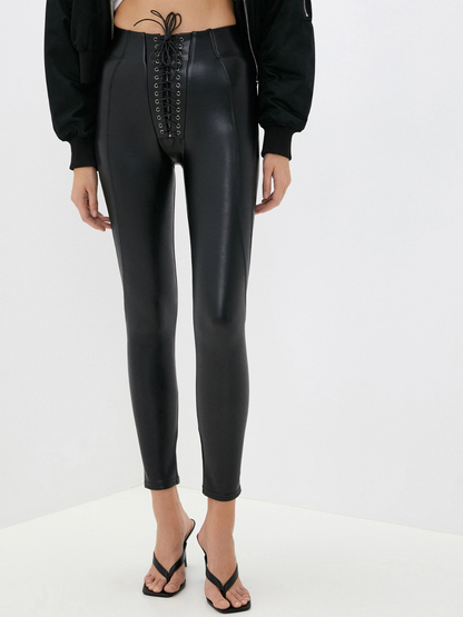 ❤Sexy Faux Leather Push Up Design Lace-up Leggings