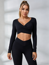 Twist Deep V Elastic Tight Quick Dry Long Sleeves