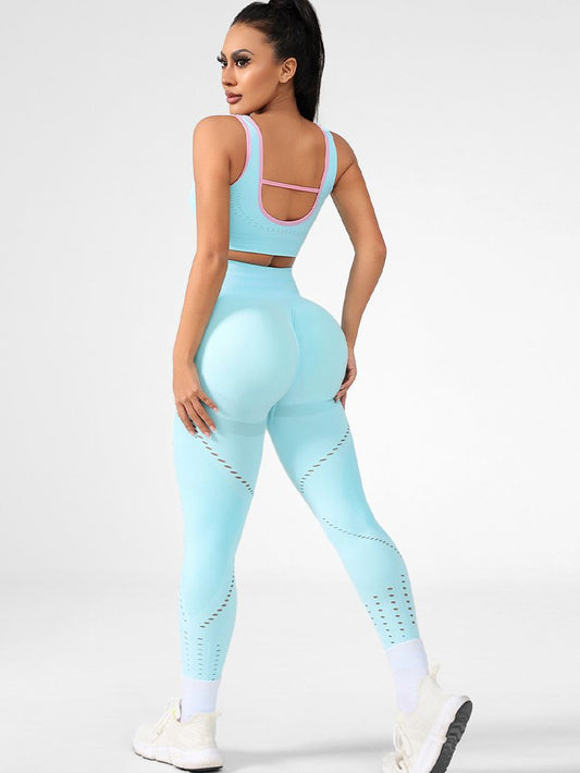 ZASUWA Female Contrast Color Fishnet Elastic Tight Tracksuit