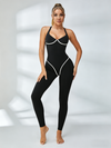 ❤Contrast Color Stripes Push Up Quick-Dry Jumpsuit