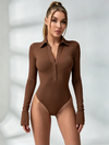Lapel Button Long Sleeves Bodysuit