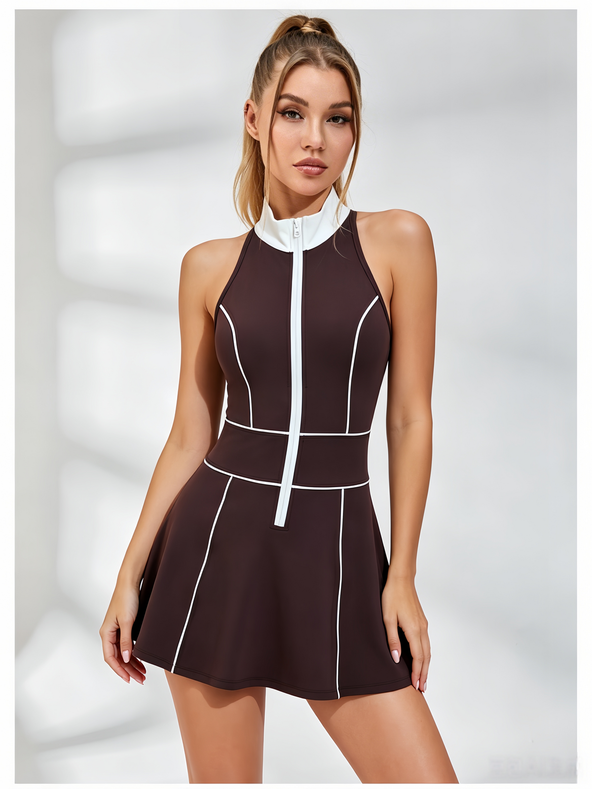 Zipper Stripe Tennis Dress