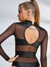 🖤ZASUWA Female Mesh PU Faux Leather Bodysuits