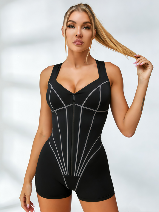 🖤ZASUWA Female Tummy Control Zipper Hip-lift Short Romper