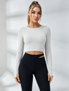 Sexy with Chest Pads Hollow Out Thumbholes Long Sleeves