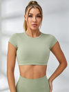 Backless With Pads Cropped Short Sleeves
