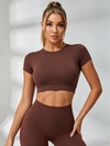 Sexy Round Collar Cropped Short Sleeves