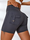 ZASUWA Female Elastic Hip Lifting Spandex Gym Cargo Booty Shorts