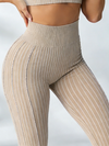 ZASUWA Female V-shaped Waist Ribbed High-waisted Hip-lift Scrunch Bum Leggings