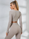 Twist Deep V Elastic Tight Quick Dry Long Sleeves