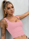 Solid Color Square Collar With Metal Tank