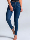 ZASUWA Female Denim Elastic Tight Pocket Cargo Leggings