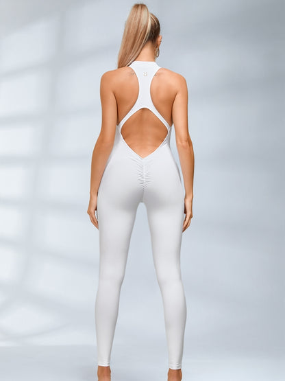 Zipper Backless Scrunch Bum Jumpsuit