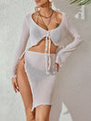 ZASUWA Female Sexy Fishnet Hollow Out 2-Pieces Swimwear Cover-up Dress Without Bikini