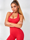 Ribbed Backless Halter Scrunch Bum Jumpsuit