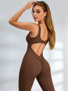 Backless Scrunch Bum Flare Jumpsuit