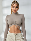 Push-up Cropped Drawstring Long Sleeves