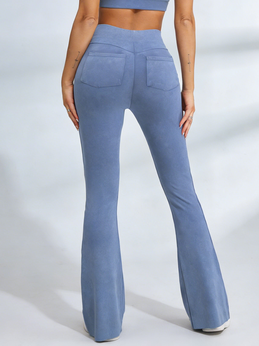 ZASUWA Female Hip-lift Denim Elastic Tight Flare Leggings