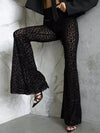 ZASUWA Female Sexy Leopard Print Semi-trasparent Mesh Flare Leggings