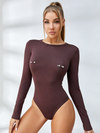 ZASUWA Female Sexy Solid Color With Metal Long Sleeve Slim Bodysuit