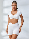 ZASUWA Female V Collar Backless V-shape Waist Hip-lift Short Tracksuit