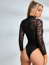 ZASUWA Female Leopard Print Mesh Bodysuit