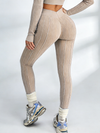 ZASUWA Female V-shaped Waist Ribbed High-waisted Hip-lift Scrunch Bum Leggings