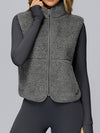 ZASUWA Female Fleece Zipper Pocket Stand Up Collar Vest Jacket